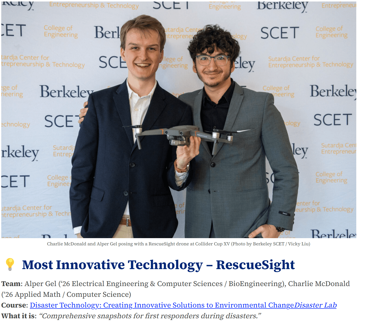 UC Berkeley SCET Collider Cup Most Innovative Award